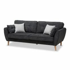 Baxton Studio Mid-Century Sofa Dark Gray