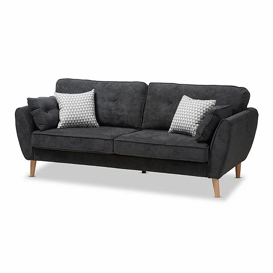 Baxton Studio Mid-Century Sofa Dark Gray 4 Baxton Studio Mid-Century Sofa Dark Gray - Image 4