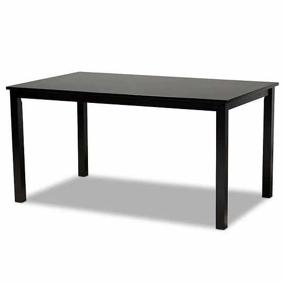 Baxton Studio Gabriel Dining Table & Chair 6-piece Set Sand Dark Brown 4 Baxton Studio Gabriel Dining Table & Chair 6-piece Set Sand Dark Brown - Image 4