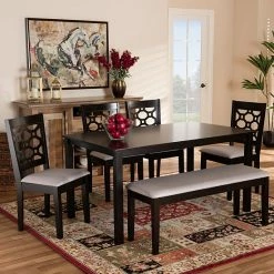 Baxton Studio Gabriel Dining Table & Chair 6-piece Set Sand Dark Brown 14 Baxton Studio Gabriel Dining Table & Chair 6-piece Set Sand Dark Brown -Baxton Studio Sales unnamed file 6579