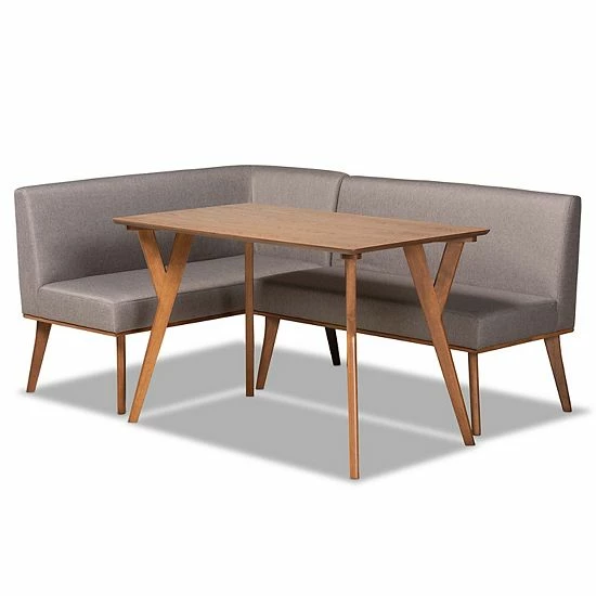 Baxton Studio Odessa Dining Table & Nook Bench 3-piece Set 1 Baxton Studio Odessa Dining Table & Nook Bench 3-piece Set