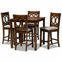 Baxton Studio Lenoir Pub Dining Table & Chair 5-piece Set