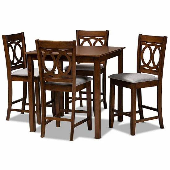 Baxton Studio Lenoir Pub Dining Table & Chair 5-piece Set 1 Baxton Studio Lenoir Pub Dining Table & Chair 5-piece Set