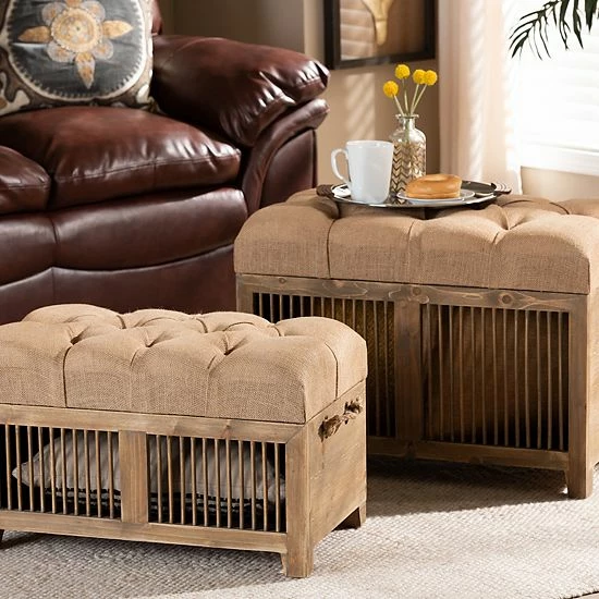 Baxton Studio Clement Storage Ottoman 2-piece Set 2 Baxton Studio Clement Storage Ottoman 2-piece Set - Image 2