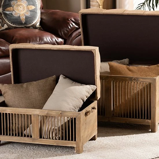 Baxton Studio Clement Storage Ottoman 2-piece Set 5 Baxton Studio Clement Storage Ottoman 2-piece Set - Image 5