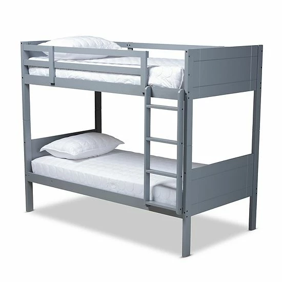 Baxton Studio Elsie Twin Bunk Bed Gray 1 Baxton Studio Elsie Twin Bunk Bed Gray