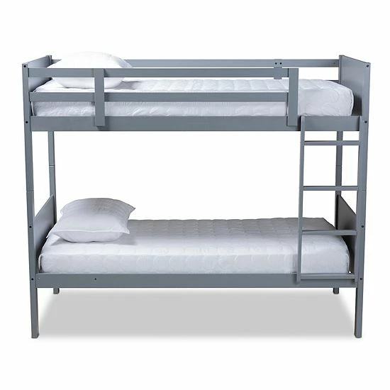 Baxton Studio Elsie Twin Bunk Bed Gray 3 Baxton Studio Elsie Twin Bunk Bed Gray - Image 3