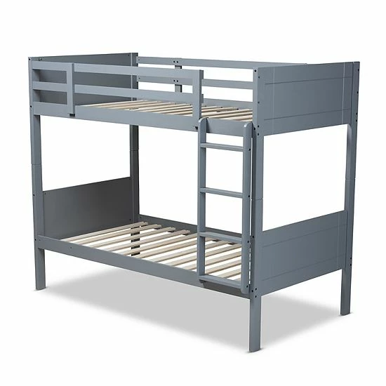 Baxton Studio Elsie Twin Bunk Bed Gray 5 Baxton Studio Elsie Twin Bunk Bed Gray - Image 5