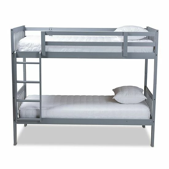 Baxton Studio Jude Twin Bunk Bed Gray 3 Baxton Studio Jude Twin Bunk Bed Gray - Image 3