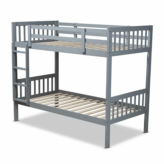Baxton Studio Jude Twin Bunk Bed Gray 5 Baxton Studio Jude Twin Bunk Bed Gray - Image 5