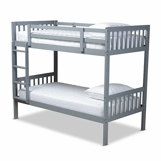 Baxton Studio Jude Twin Bunk Bed Gray 6 Baxton Studio Jude Twin Bunk Bed Gray - Image 6
