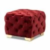 Baxton Studio Avara Dark Red Ottoman