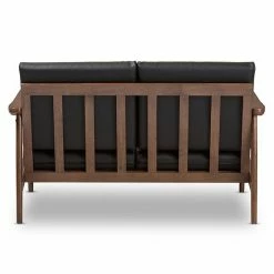 Baxton Studio Venza Mid-Century Modern Loveseat Black Faux Leather -Baxton Studio Sales unnamed file 6673