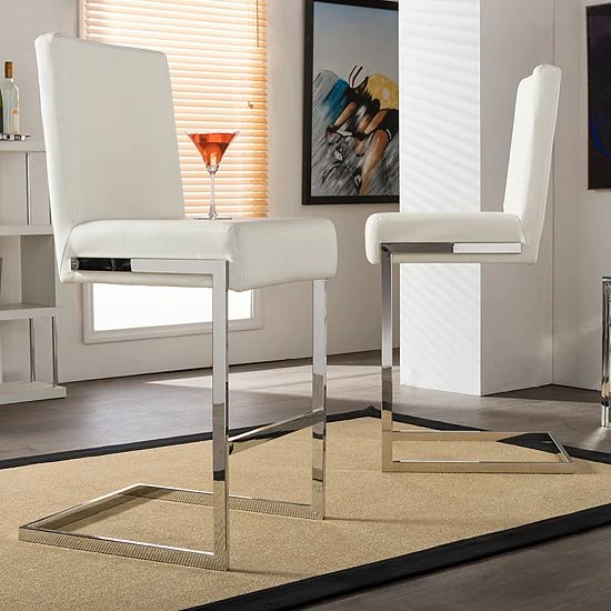 Baxton Studio Toulan Faux-Leather Counter Stool 2-piece Set 1 Baxton Studio Toulan Faux-Leather Counter Stool 2-piece Set