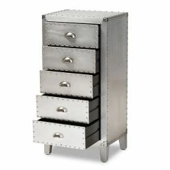 Baxton Studio Carel Silver 5-Drawer Storage Cabinet -Baxton Studio Sales unnamed file 6769