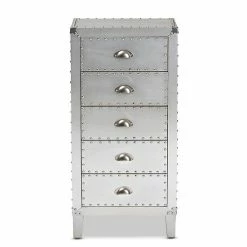 Baxton Studio Carel Silver 5-Drawer Storage Cabinet -Baxton Studio Sales unnamed file 6770