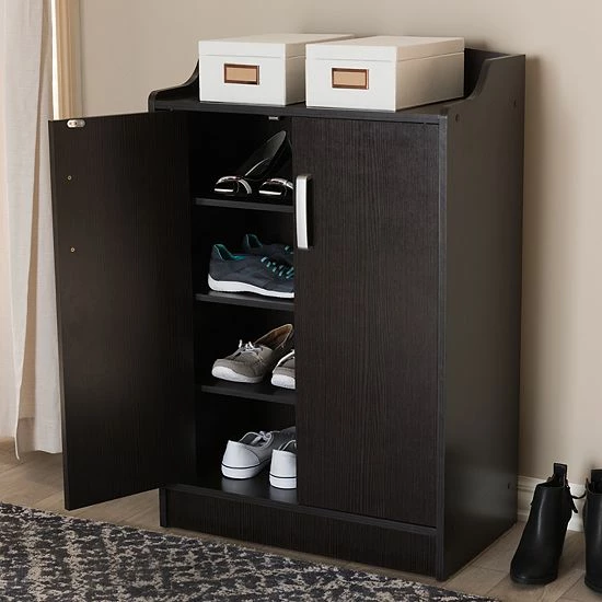 Baxton Studio Verdell Espresso Shoe Cabinet 2 Baxton Studio Verdell Espresso Shoe Cabinet - Image 2