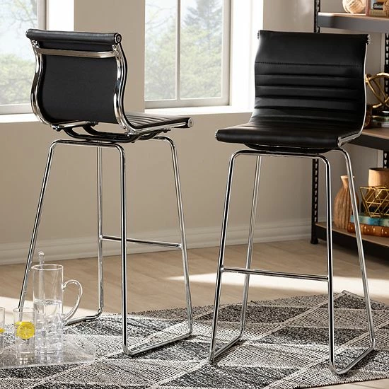 Baxton Studio Giorgio Bar Stool 2-piece Set 2 Baxton Studio Giorgio Bar Stool 2-piece Set - Image 2