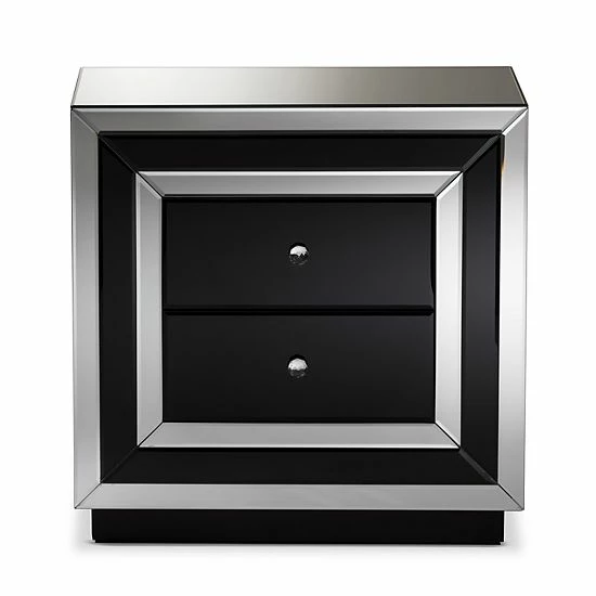 Baxton Studio Cecilia Mirrored Nightstand 2 Baxton Studio Cecilia Mirrored Nightstand - Image 2