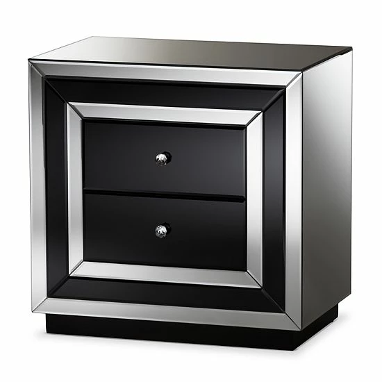 Baxton Studio Cecilia Mirrored Nightstand 3 Baxton Studio Cecilia Mirrored Nightstand - Image 3