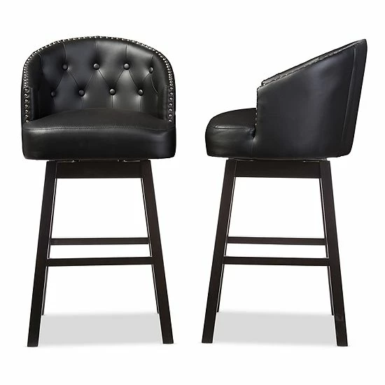 Baxton Studio Avril Faux-Leather Swivel Counter Stool 2-piece Set White 2 Baxton Studio Avril Faux-Leather Swivel Counter Stool 2-piece Set White - Image 2