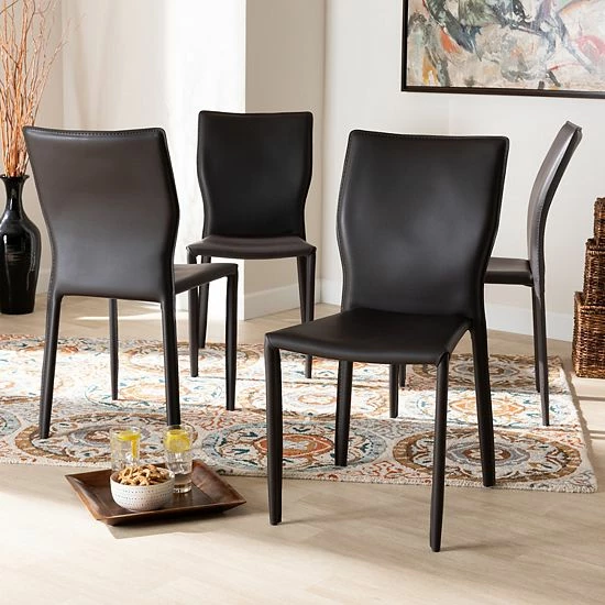 Baxton Studio Heidi Dining Chair 4-piece Set Black 5 Baxton Studio Heidi Dining Chair 4-piece Set Black - Image 5