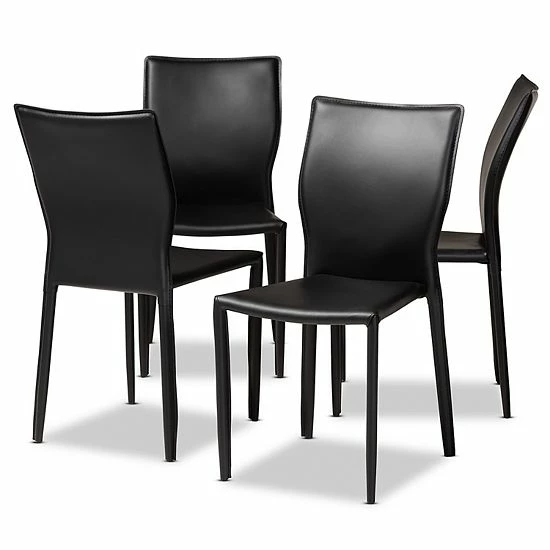 Baxton Studio Heidi Dining Chair 4-piece Set Black 8 Baxton Studio Heidi Dining Chair 4-piece Set Black - Image 8