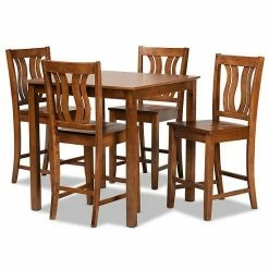 Baxton Studio Fenton Pub Set Walnut Brown