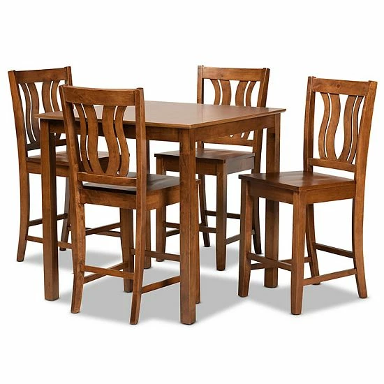 Baxton Studio Fenton Pub Set Walnut Brown 1 Baxton Studio Fenton Pub Set Walnut Brown