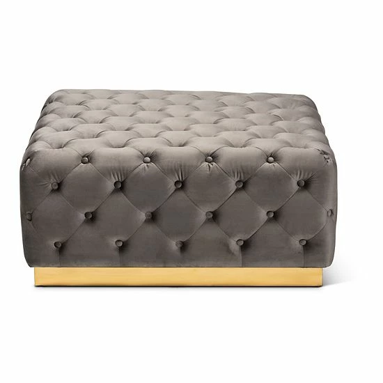 Baxton Studio Verene Ottoman Gray Gold 3 Baxton Studio Verene Ottoman Gray Gold - Image 3