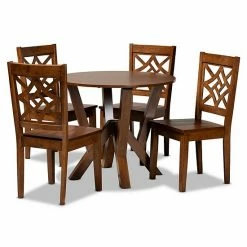 Baxton Studio Kaila Dining 5-piece Set Walnut Brown