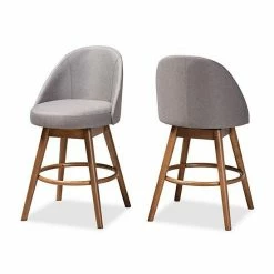Baxton Studio Carra Counter Stool 2-Piece Set Gray