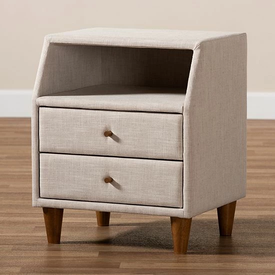 Baxton Studio Claverie Nightstand Gray 2 Baxton Studio Claverie Nightstand Gray - Image 2
