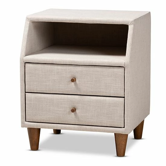 Baxton Studio Claverie Nightstand Gray 6 Baxton Studio Claverie Nightstand Gray - Image 6
