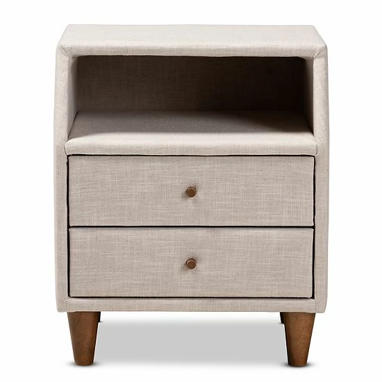 Baxton Studio Claverie Nightstand Gray 7 Baxton Studio Claverie Nightstand Gray - Image 7