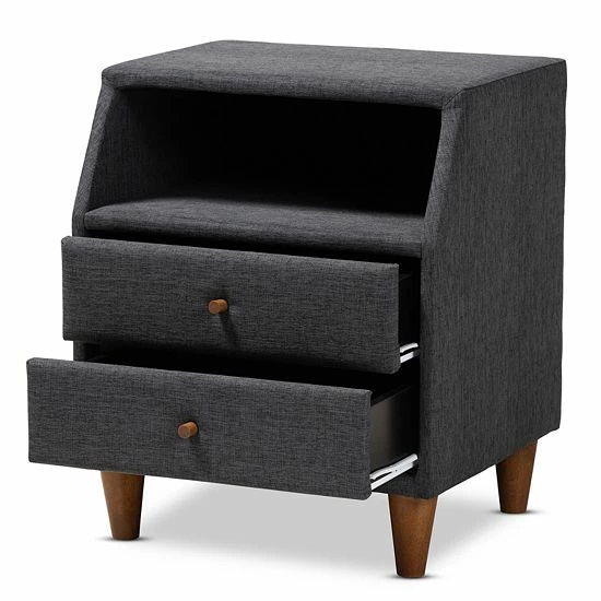 Baxton Studio Claverie Nightstand Gray 9 Baxton Studio Claverie Nightstand Gray - Image 9