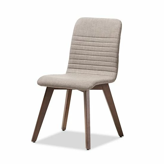 Baxton Studio Mid-Century Textured Upholstered Chair & Table Dining 5-piece Set Light Pastel Gray 2 Baxton Studio Mid-Century Textured Upholstered Chair & Table Dining 5-piece Set Light Pastel Gray - Image 2