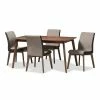 Baxton Studio Mid-Century Beige Chair & Table Dining 5-piece Set