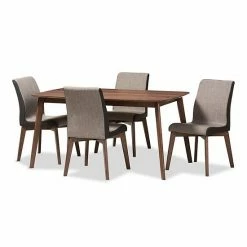 Baxton Studio Mid-Century Beige Chair & Table Dining 5-piece Set