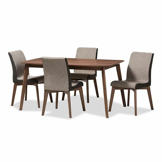 Baxton Studio Mid-Century Beige Chair & Table Dining 5-piece Set 1 Baxton Studio Mid-Century Beige Chair & Table Dining 5-piece Set