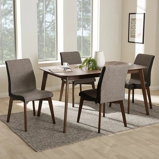 Baxton Studio Mid-Century Beige Chair & Table Dining 5-piece Set 2 Baxton Studio Mid-Century Beige Chair & Table Dining 5-piece Set - Image 2