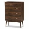 Baxton Studio Mid-Century Walnut 5-Drawer Chest