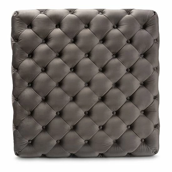 Baxton Studio Verene Ottoman Gray Gold 4 Baxton Studio Verene Ottoman Gray Gold - Image 4