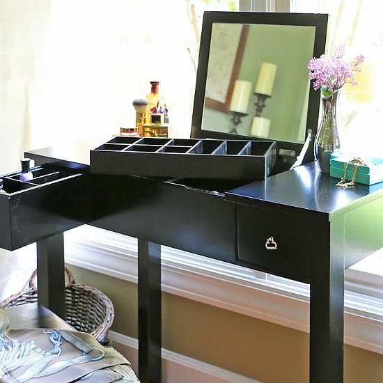 Baxton Studio Wessex Vanity Table Black 2 Baxton Studio Wessex Vanity Table Black - Image 2