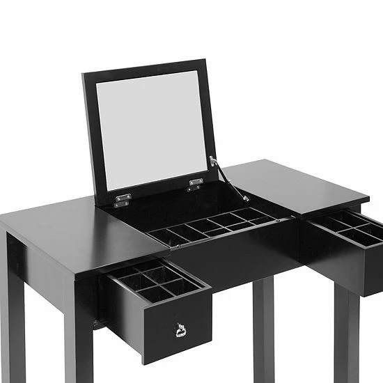 Baxton Studio Wessex Vanity Table Black 3 Baxton Studio Wessex Vanity Table Black - Image 3