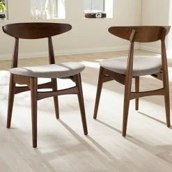 Baxton Studio Flora Mid-Century Dining Chair 2-piece Set