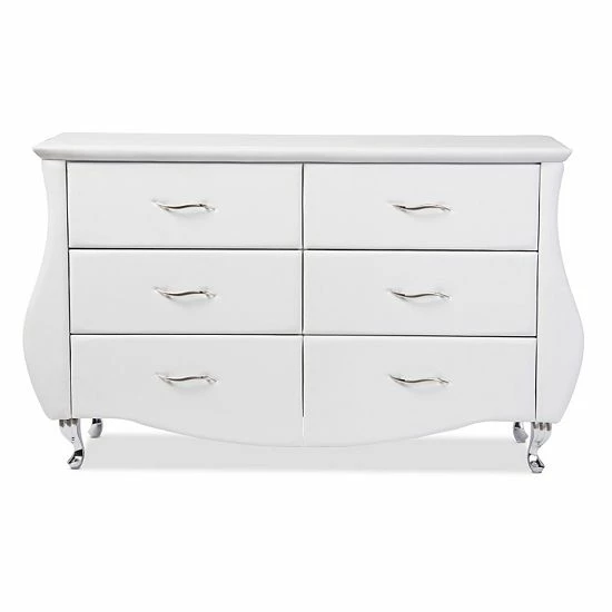 Baxton Studio Enzo 6-Drawer Dresser White 3 Baxton Studio Enzo 6-Drawer Dresser White - Image 3