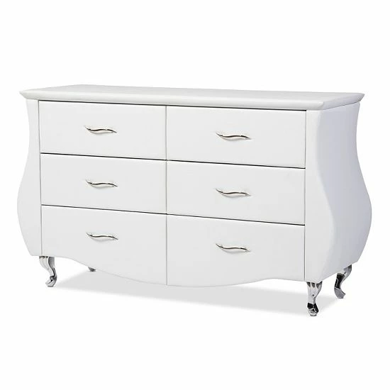 Baxton Studio Enzo 6-Drawer Dresser White 5 Baxton Studio Enzo 6-Drawer Dresser White - Image 5