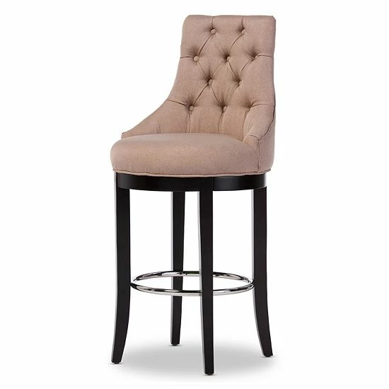 Baxton Studio Harmony Button Tufted Bar Stool 1 Baxton Studio Harmony Button Tufted Bar Stool