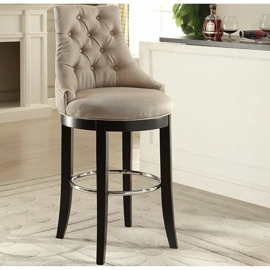Baxton Studio Harmony Button Tufted Bar Stool 2 Baxton Studio Harmony Button Tufted Bar Stool - Image 2